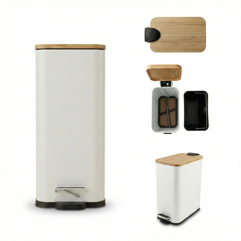 NUXIO Úzký koupelnový koš bílý VEDA, 5 l bílý 103501