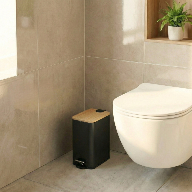 NUXIO Úzký koupelnový koš černý VEDA, 5 l černá 103503