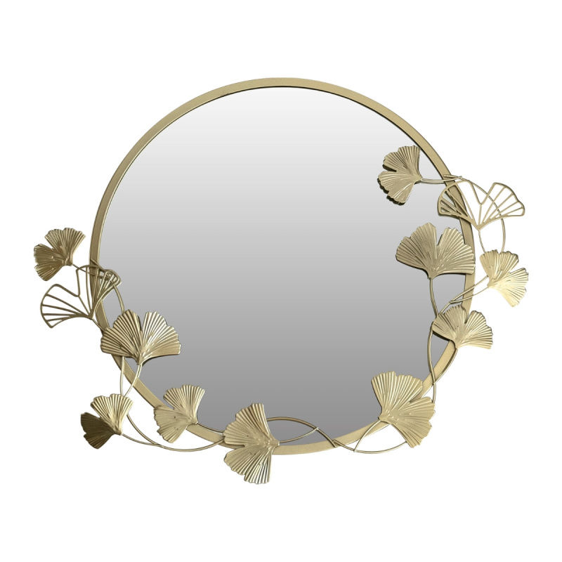 Edaxo Kulaté nástěnné zrcadlo s ozdobným rámem SOL, Ø 50 cm zlatý