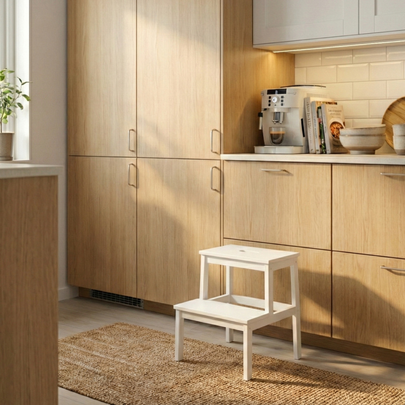 NUXIO Bambusová stolička se schůdkem KROK, výška 46 cm, bílá bílý 104226