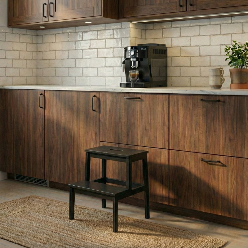 NUXIO Bambusová stolička se schůdkem KROK, výška 46 cm, černá černá 104227