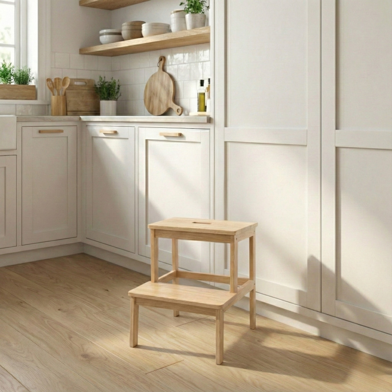 NUXIO Bambusová stolička se schůdkem KROK, výška 46 cm, přírodní béžová 104228