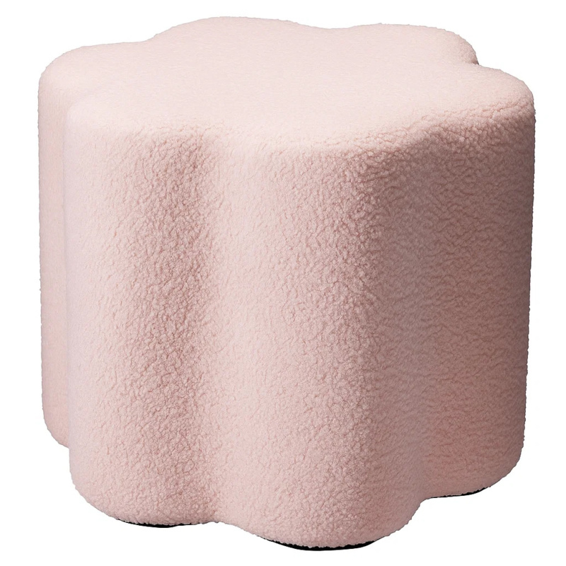 Home Styling Collection Taburet květina YORE, plyšový potah „beránek“, růžový, 34 x 34 x 29 cm růžový
