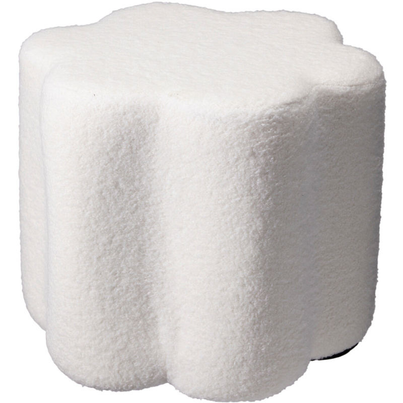 Home Styling Collection Taburet květina YORE, plyšový potah „beránek“, 34 x 34 x 29 cm bílý