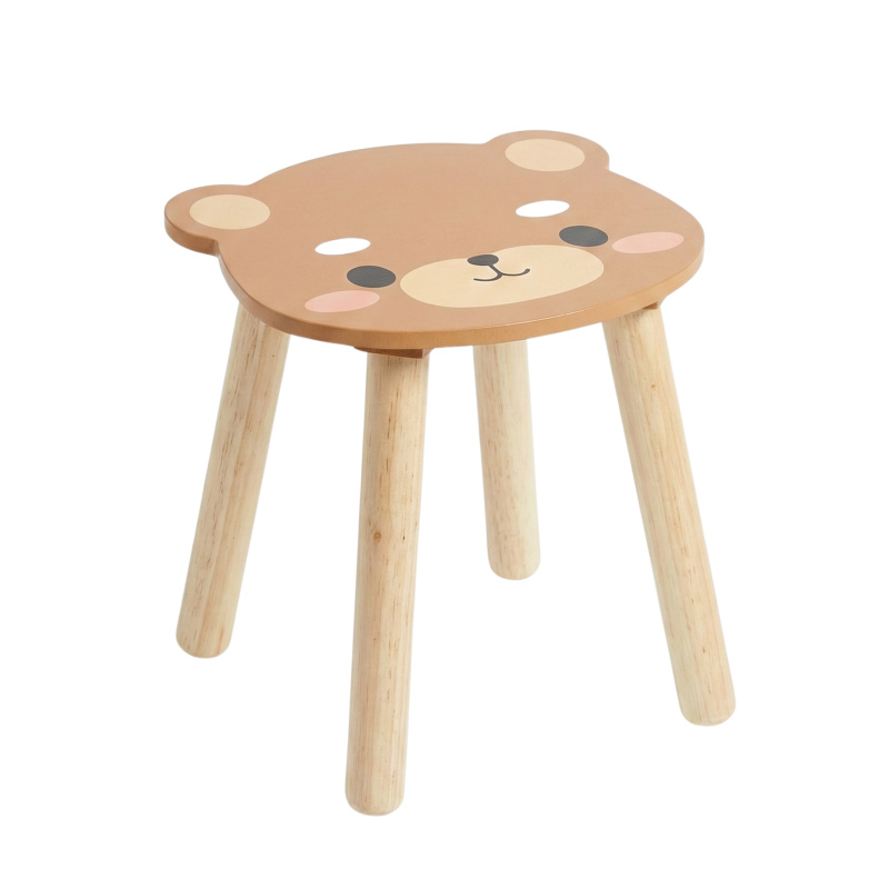 Home Styling Collection Dřevěná dětská stolička SAFARI s motivem medvěda, 28 cm oranžová 104697