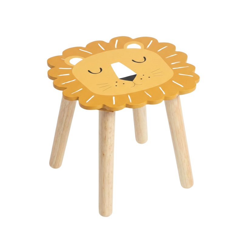 Home Styling Collection Dřevěná dětská stolička SAFARI s motivem lva, 28 cm oranžová 104699