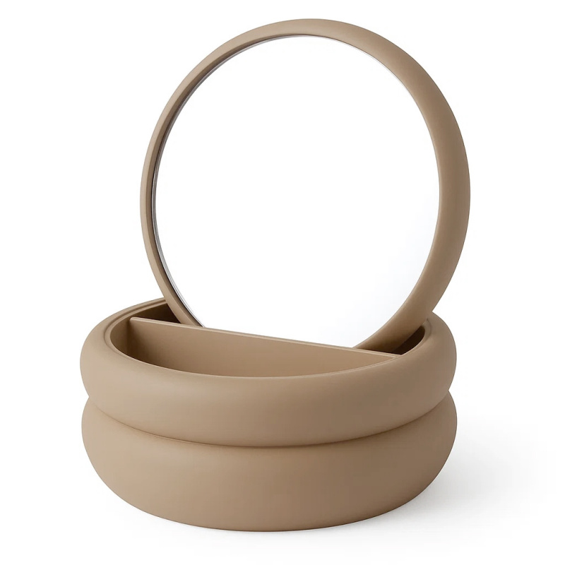 Home Styling Collection Šperkovnice se zrcátkem, 17,5 x 17,5 x 9 cm hnědý 104751