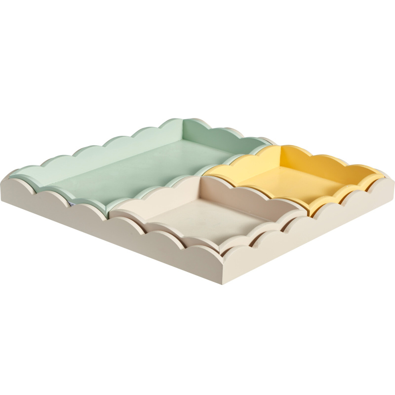 Home Styling Collection Sada 4 zelených dřevěných podnosů, 30 x 30 x 3 cm vícebarevný 104785