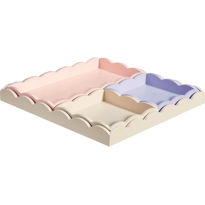 Home Styling Collection Sada 4 dřevěných podnosů, 30 x 30 x 3 cm vícebarevný 104786