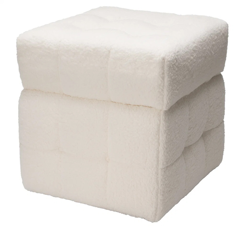 Home Styling Collection Taburet s úložným prostorem SQUARE, bílý, potah „beránek“, 38 x 38 x 37 cm bílý