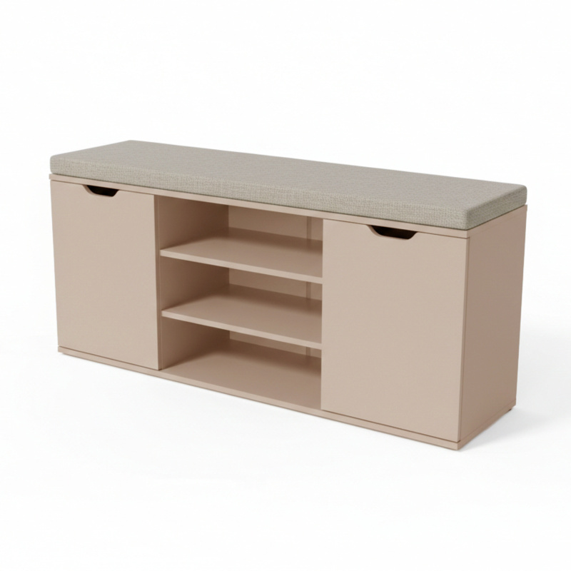 BOXIMO Botník bílý se sedákem PORTA, 103 x 30 x 46 cm - béžový béžová 105705