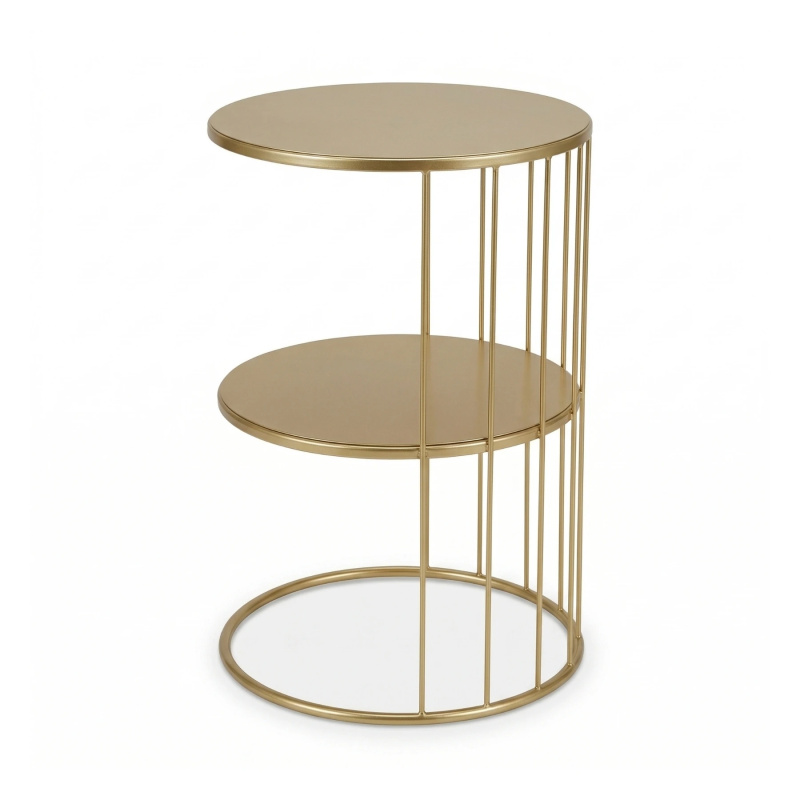 Edaxo Kulatý konferenční stolek RODA z kovu s policí, 52 cm zlatý 106040