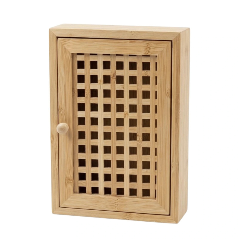 BOXIMO Závěsná skříňka na klíče KIZU, 19 x 27 x 6 cm, bambus hnědý 106139