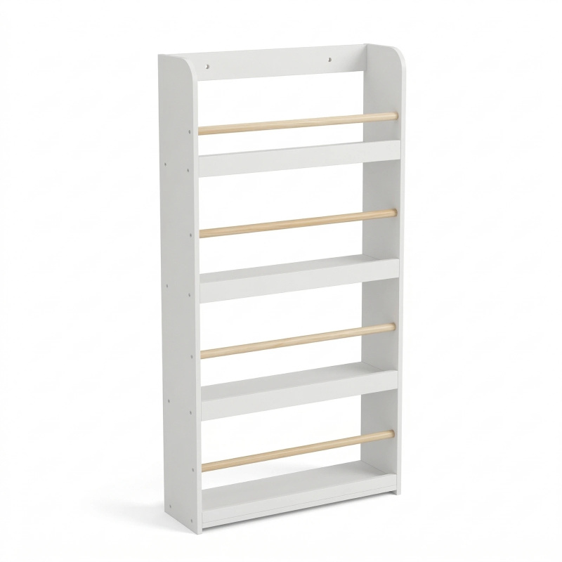 Edaxo Dětský regál s bambusovými tyčemi TENO, 55 x 112 x 15 cm bílý 106140