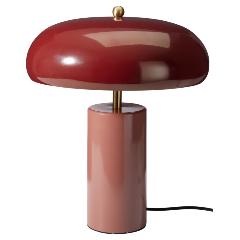 Home Styling Collection Kovová stolní lampa s kulatým stínidlem, 26 x 21 x 39 cm - vínová bordó