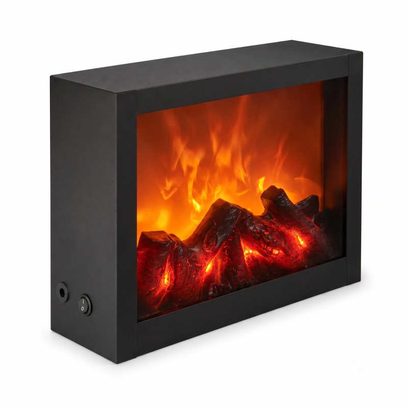 TWILUX Dekorativní LED krb, kovový, 10 x 29 x 23 cm černá