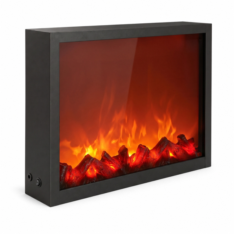 TWILUX Dekorativní LED krb, kovový, 10 x 41 x 35 cm černá