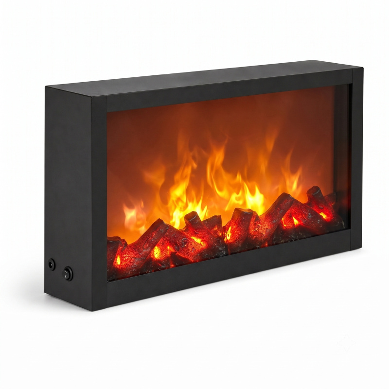 TWILUX Dekorativní LED krb, kovový, 10 x 41 x 25 cm černá