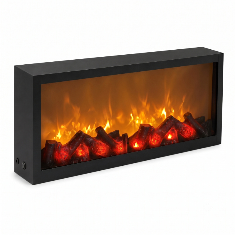 TWILUX Dekorativní LED krb, kovový, 10 x 57 x 25 cm černá