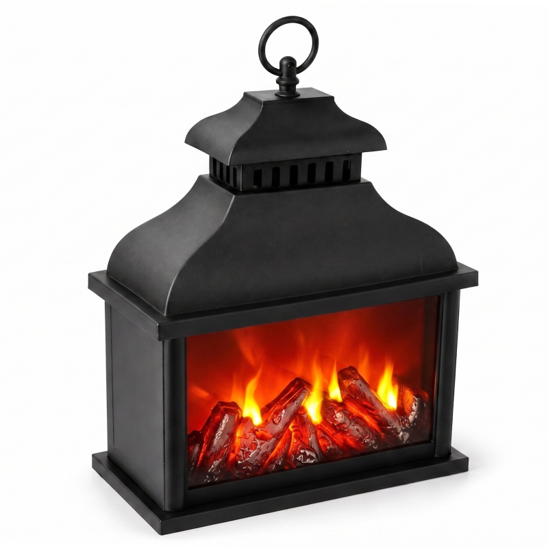 TWILUX Lucerna s efektem krbu LED, 13,5 x 25,5 x 37 cm černá