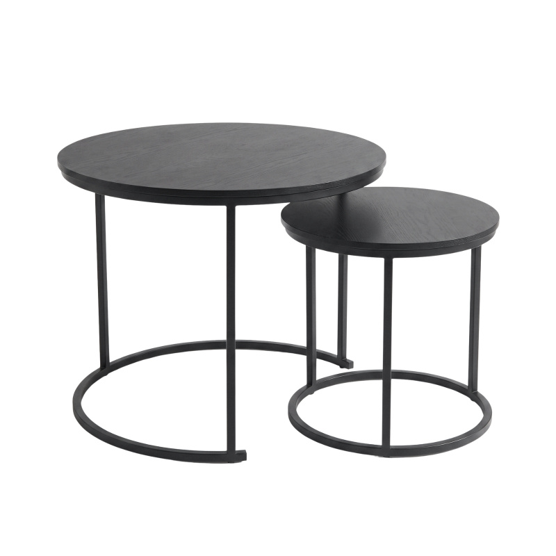 SCENA LIVING Sada 2 kulatých konferenčních stolků, Ø 60 cm x 50 cm - černý černá