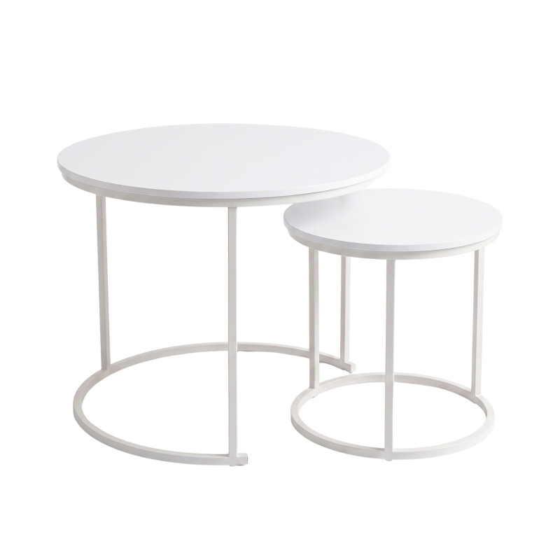 SCENA LIVING Sada 2 kulatých konferenčních stolků, Ø 60 cm x 50 cm - bílý bílý