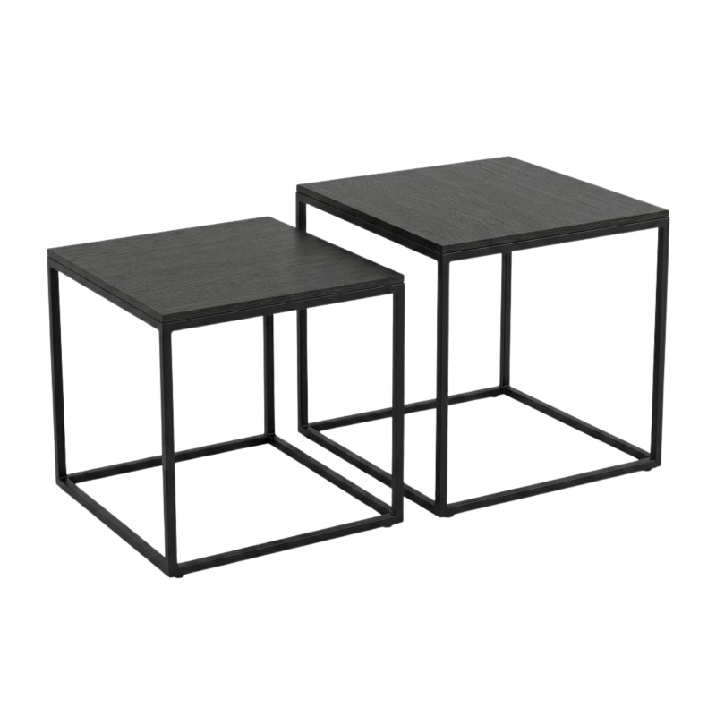 SCENA LIVING Sada 2 čtvercových konferenčních stolků různých velikostí, 50 x 50 x 50,5 cm - černý černá