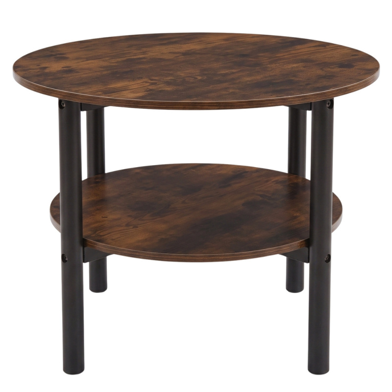 SCENA LIVING Kulatý konferenční stolek dvoupatrový, Ø 60 cm x 45 cm hnědý
