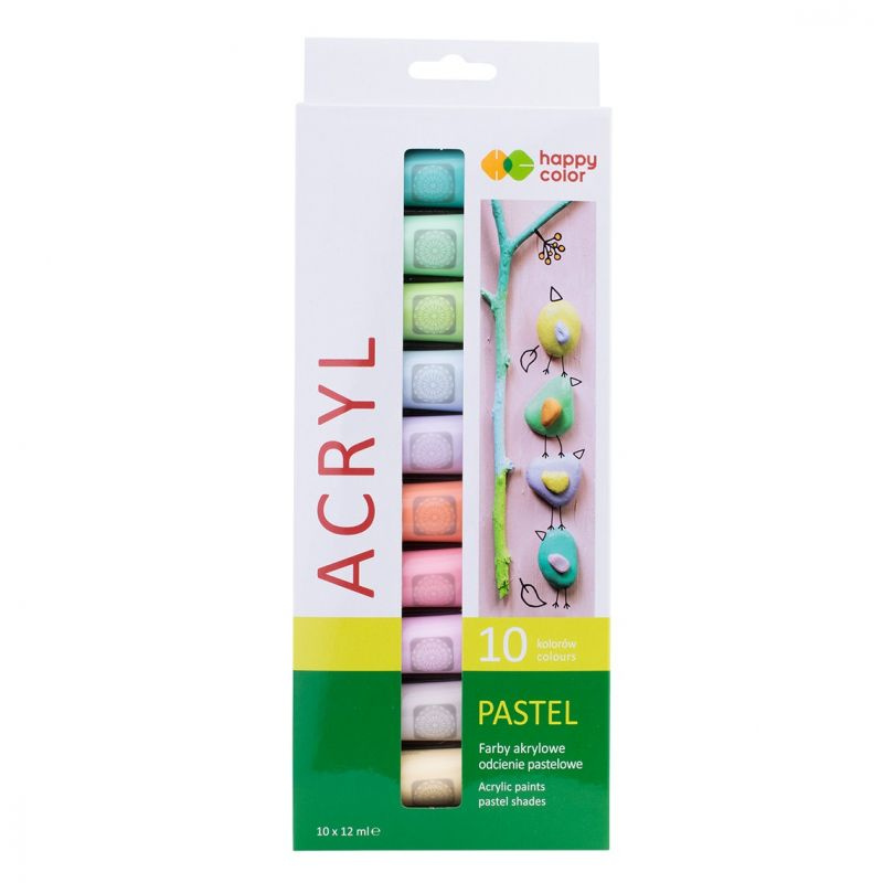 Akrylové barvy Happy Color sada - pastelová (10x12ml)