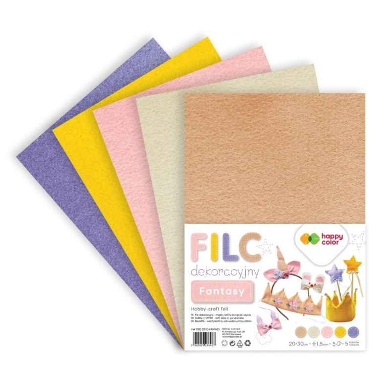 Filc 1,5mm A4 (5ks) pastelový mix