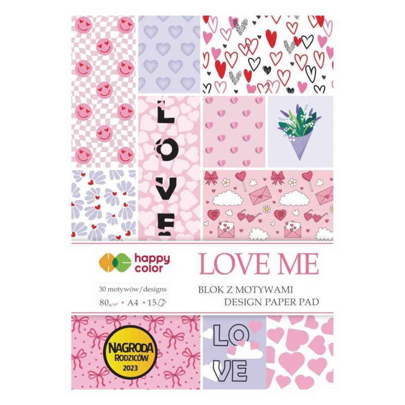 Sada jednostranných papírů LOVE ME (80g/m2, 15 listů) A4