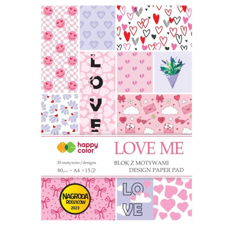Sada jednostranných papírů LOVE ME (80g/m2, 15 listů) A4