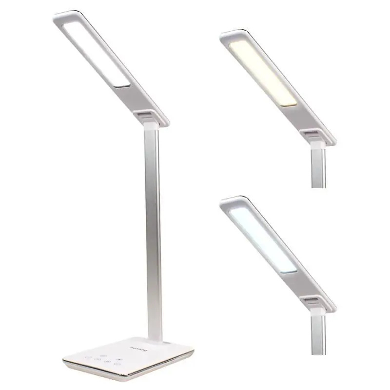 Stolní LED lampička Huslog bílá s bezdrátovou nabíječkou