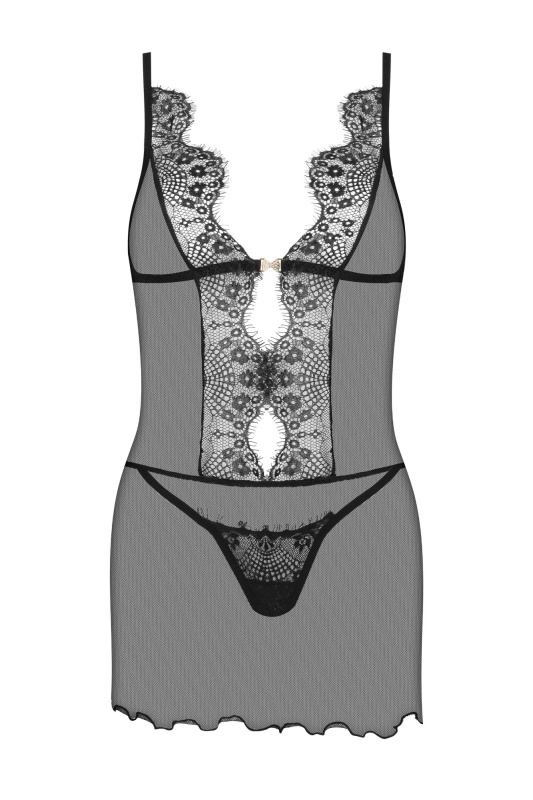 Dámská erotická košilka Davina chemise - BEAUTY NIGHT FASHION černá S/M