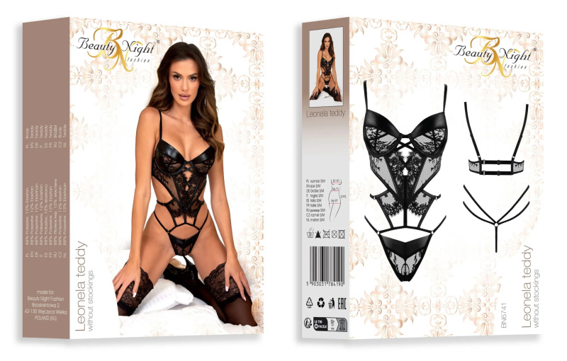 Dámské body Leonela teddy - BEAUTY NIGHT FASHION černá S/M