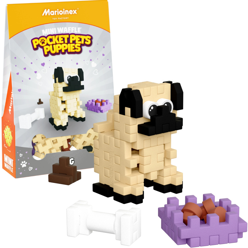 Konstrukční stavebnice Mini Waffle Pocket Pets – štěně mops od Marioinex