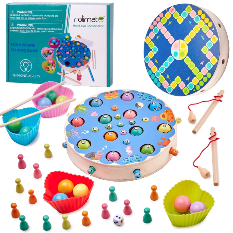 KIK KX5269 Rodinná hra ryby housenka rybolov montessori