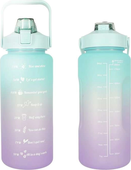 KIK Motivační láhev na vodu 2l Tyrkysovo-fialová
