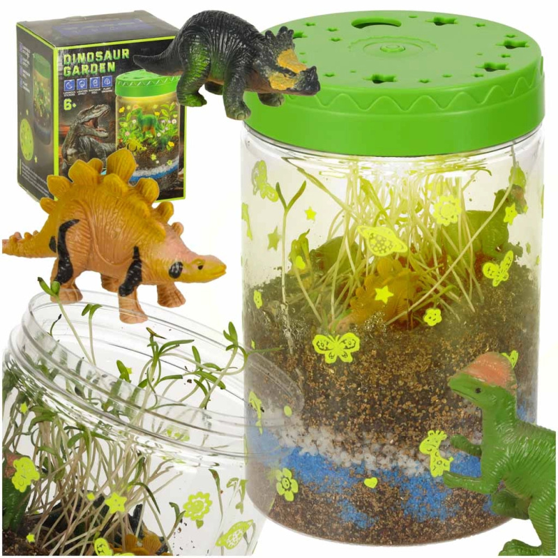Terrárium s dinozaury a LED noční lampou