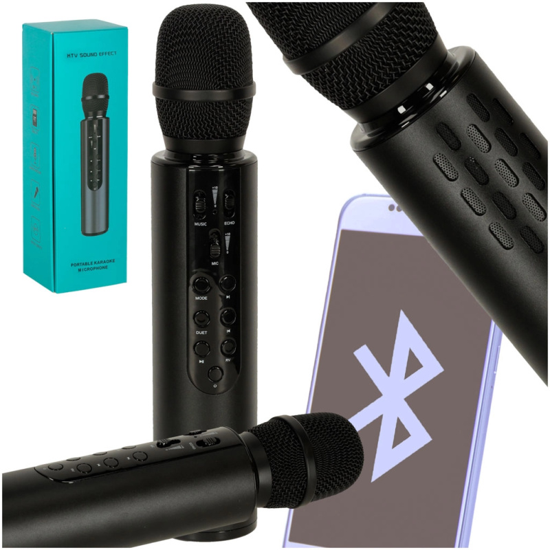 KIK KX3382 Karaoke Bluetooth mikrofon 2000mAh černý