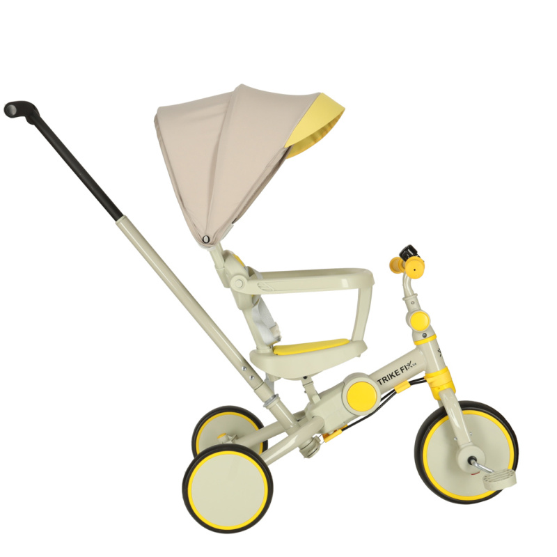 Tříkolka TRIKE FIX V4 šedá, žlutá se stříškou