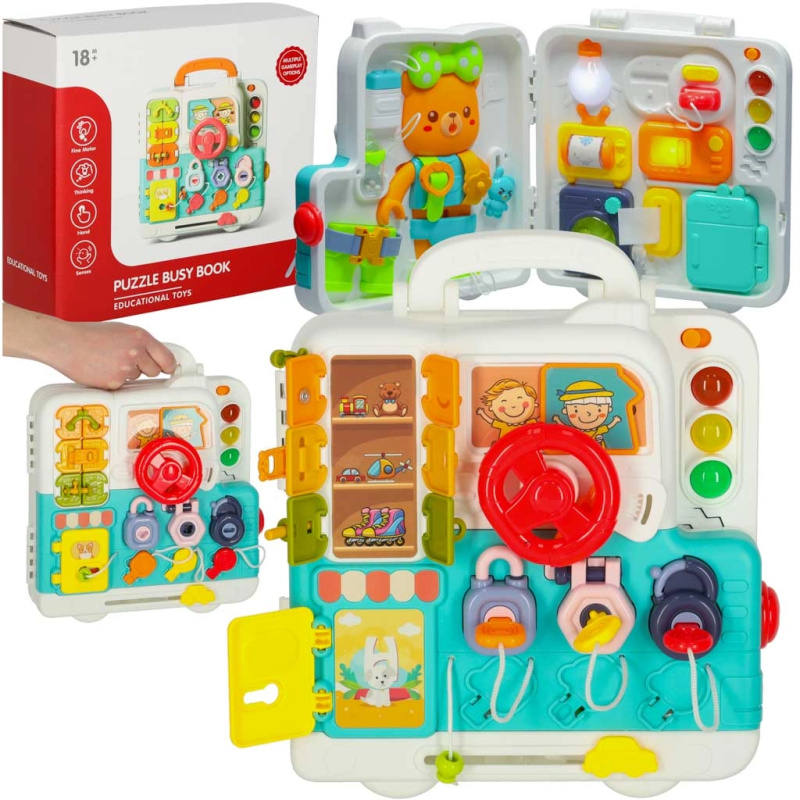 Montessori smyslová manipulační tabule s medvídkem