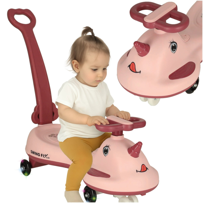 Růžové jezdítko LED Unicorn s rukojetí