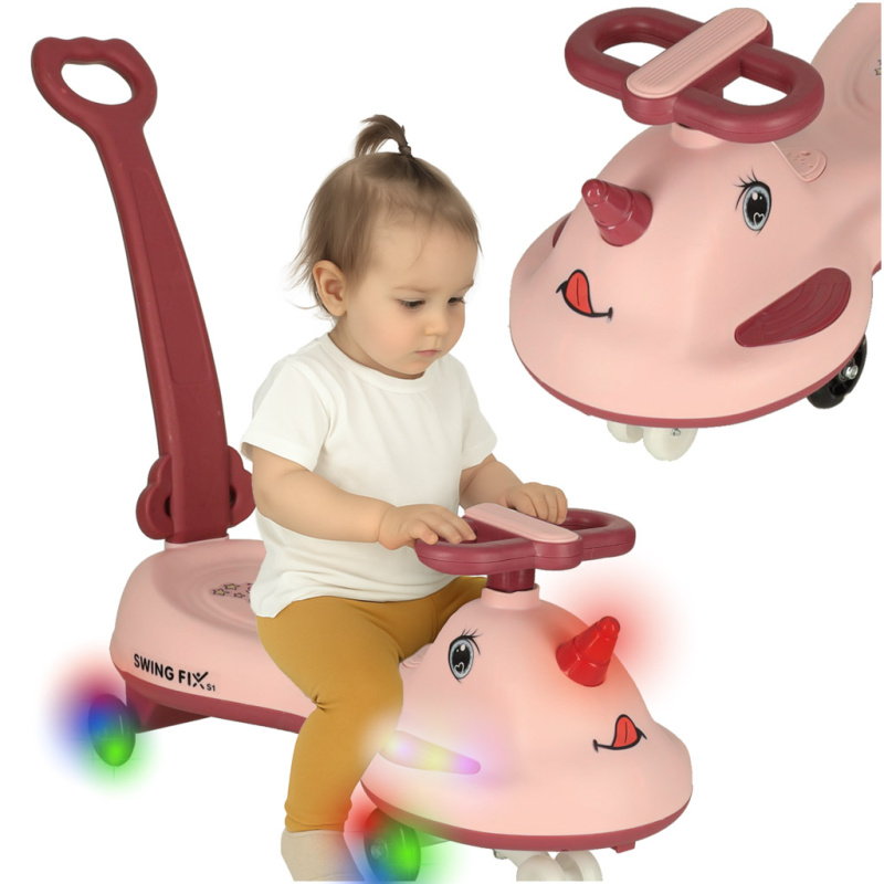 Růžové jezdítko LED Unicorn s rukojetí