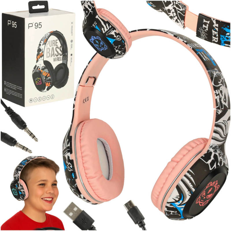 Bezdrátová sluchátka Bluetooth pro herní a sportovní použití růžová