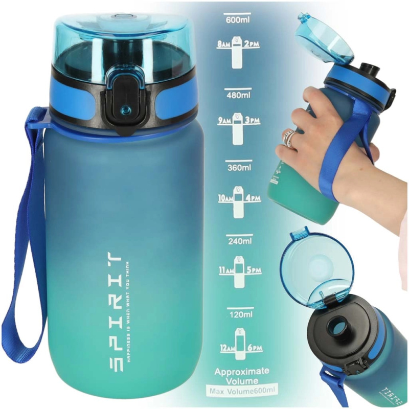 Sportovní lahev s náustkem 600ml modrozelená
