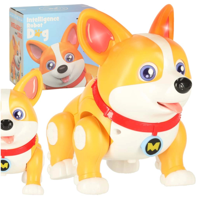 Interaktivní robotický pejsek Corgi se světelnými ušima a hudbou