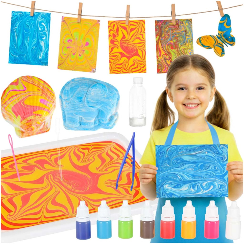 kreativní sada na mramorování na vodě ebru – 8 barev