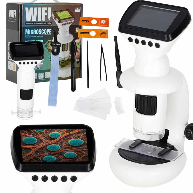 Digitální Wi‑Fi mikroskop s LCD displejem, zvětšení 200× až 1000×