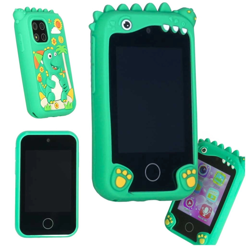 Dětský chytrý telefon s fotoaparátem a kamerou 8 GB, zelený dinosaurus